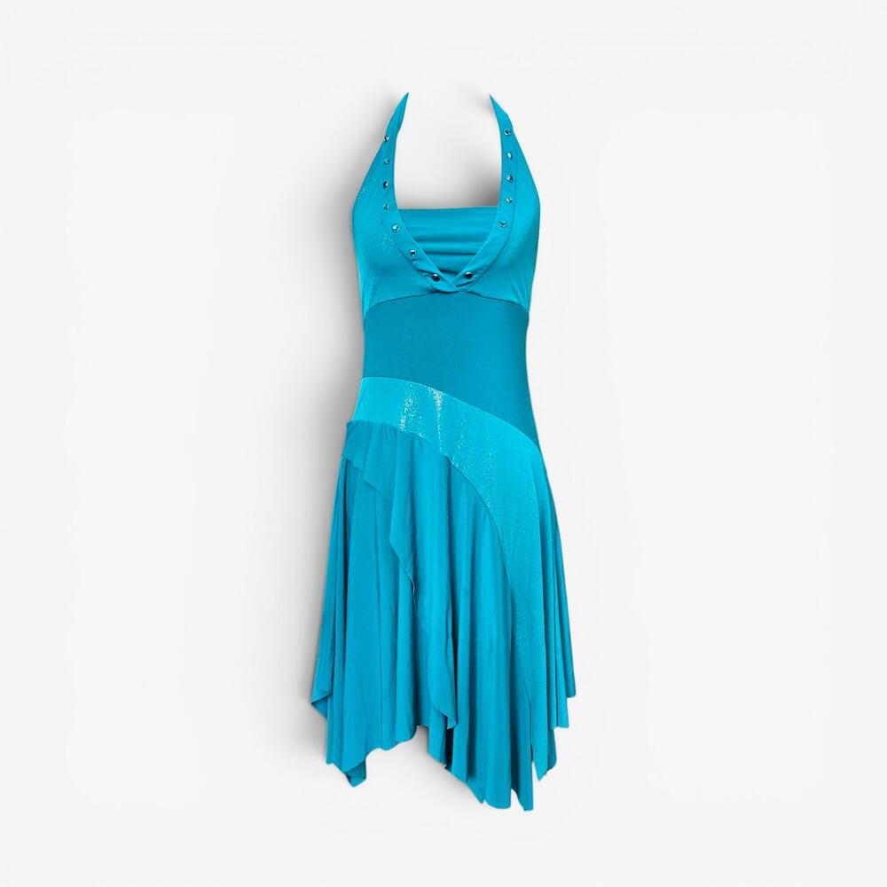 Y2k Midi Dress Asymmetrical Hem Fairycore Blue - Small - Picture 1 of 7
